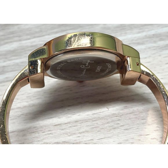 Jessica Carlyle Watch Cuff Bracelet Rose Gold Tone Quartz Rhinestones - Picture 6 of 11